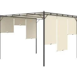 The Living Store Trädgårdspaviljong med draperier 3x3x2,25m gräddvit - Partytält & paviljoner