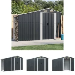 Hot The Living Store Trädgårdsskjul antracit 277x93x179 cm galvaniserat stål - Förråd & Redskapsbodar Skjul, Garage & Carports