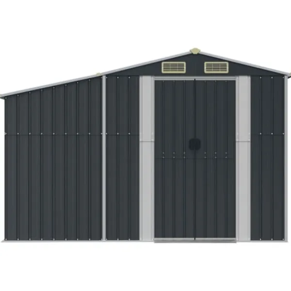 New The Living Store Trädgårdsskjul antracit 277x365,5x179 cm galvaniserat stål - Förråd & Redskapsbodar Skjul, Garage & Carports