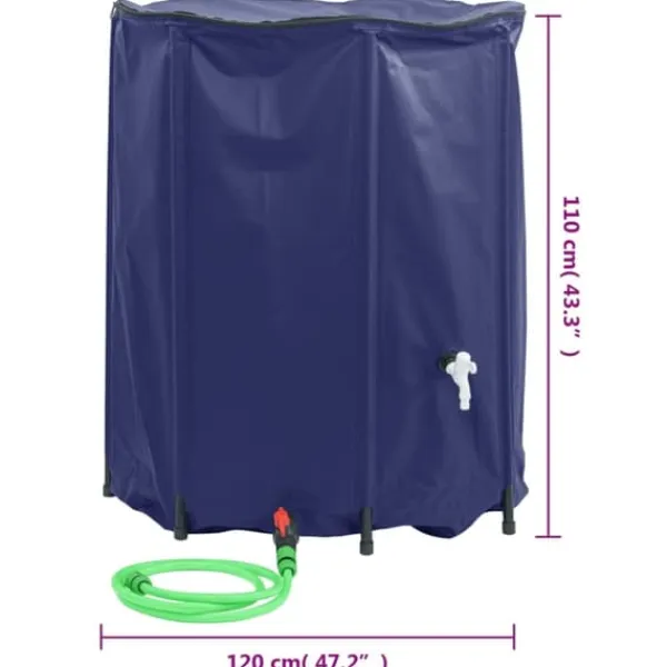 The Living Store Vattentank med kran vikbar 1250 L PVC - Bevattning Regntunnor