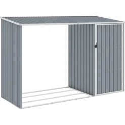 New The Living Store Vedskjul grå 245x98x159 cm galvaniserat stål - Förråd & Redskapsbodar Skjul, Garage & Carports