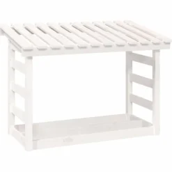 New The Living Store Vedställ vit 108x64,5x78 cm massiv furu - Tillbehör till vedställ & vedkorgar Tillbehör Till Vedeldade Kaminer & Öppna Spisar