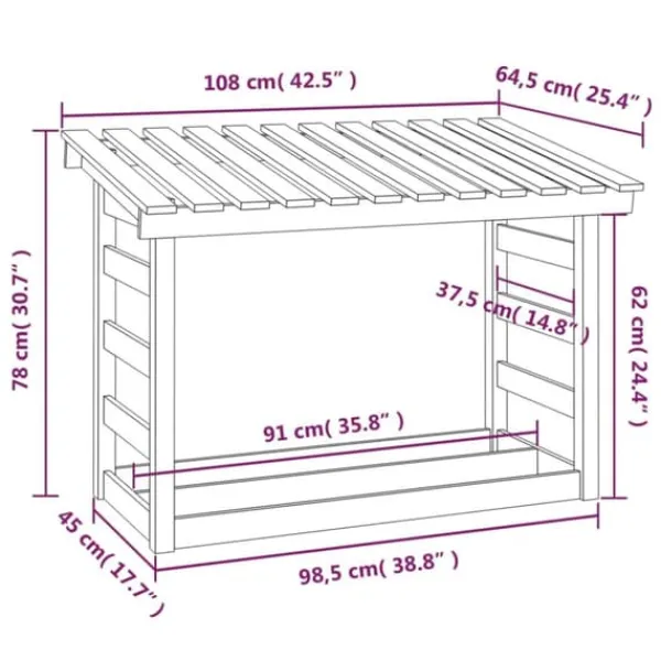 New The Living Store Vedställ vit 108x64,5x78 cm massiv furu - Tillbehör till vedställ & vedkorgar Tillbehör Till Vedeldade Kaminer & Öppna Spisar