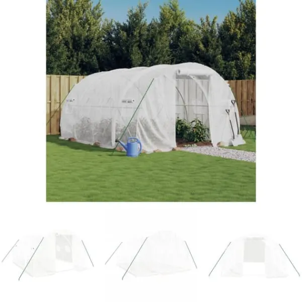 The Living Store Växthus med stålram vit 12 m² 4x3x2 m - Växthus