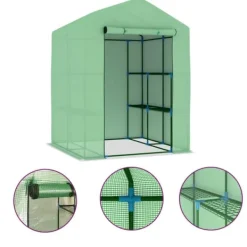 Hot The Living Store Växthus med hyllor stål 143x143x195 cm - Växthus Växthus