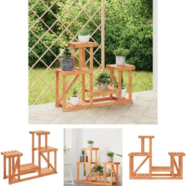The Living Store Växtställ 90x25x73,5 cm massivt granträ - Växtställ