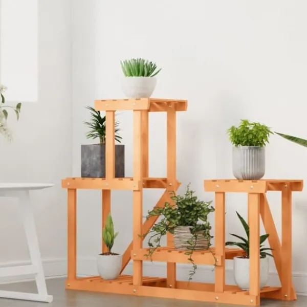 The Living Store Växtställ 90x25x73,5 cm massivt granträ - Växtställ