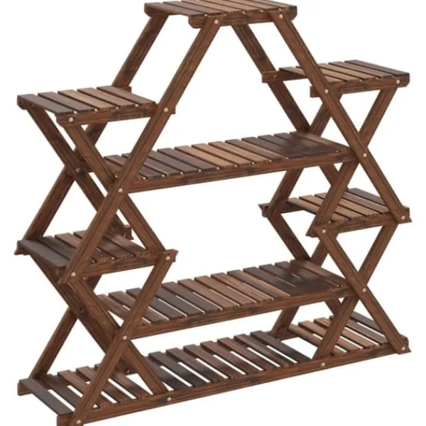 New The Living Store Växtställ 110x25x105 cm massivt granträ - Växtställ Växtställ