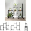 The Living Store Växtställ på hjul 83x25x83,5 cm svart järn - Växtställ