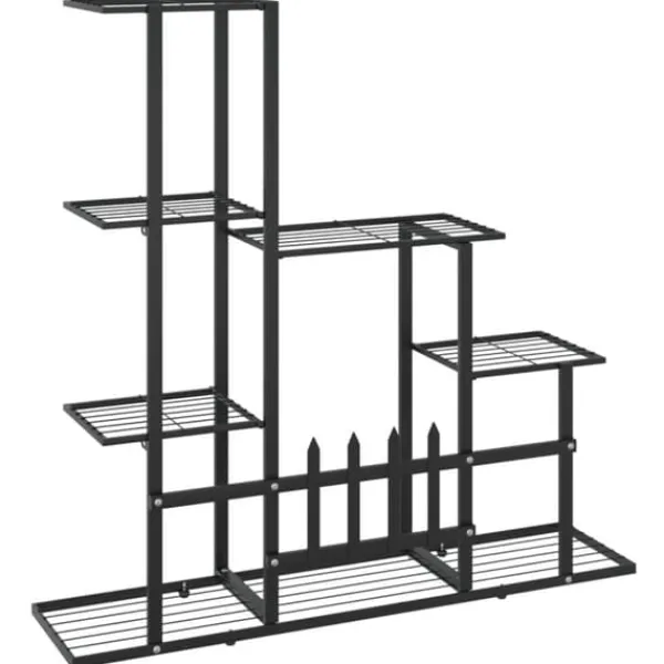 The Living Store Växtställ 94,5x25x88 cm svart metall - Växtställ