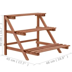 Best The Living Store Växtställ 3 nivåer cedarträ 48x45x40 cm - Växtställ Växtställ