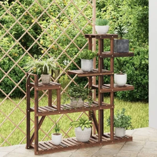 The Living Store Växtställ 110x25x111 cm massivt granträ - Växtställ