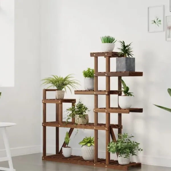 The Living Store Växtställ 110x25x111 cm massivt granträ - Växtställ