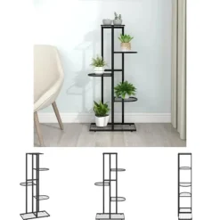 The Living Store Växtställ med 5 hyllor 43x22x98 cm svart metall - Växtställ