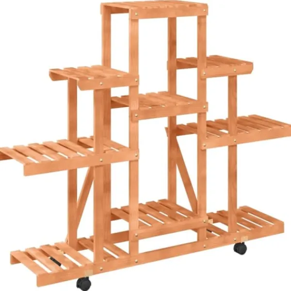 Sale The Living Store Växtställ med hjul 110x25x101 cm massiv furu - Växtställ Växtställ