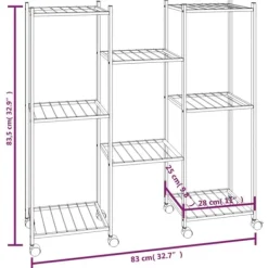 Hot The Living Store Växtställ på hjul 83x25x83,5 cm svart järn - Växtställ Växtställ