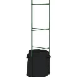 Tomatburar med växtpåsar - Justerbart stålstöd för tomater och vinrankor | Färg: Grön | Storlek: 116 cm | 4 st