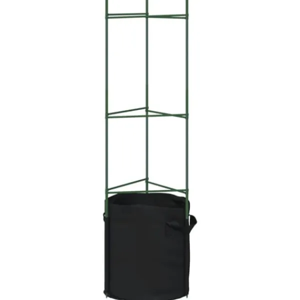 Tomatburar med växtpåsar - Justerbart stålstöd för tomater och vinrankor | Färg: Grön | Storlek: 116 cm | 4 st