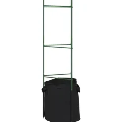 Tomatburar med växtpåsar - Justerbart stålstöd för tomater och vinrankor | Färg: Grön | Storlek: 116 cm | 4 st
