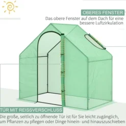 Hot Tomatväxthus 180x100x168 cm, stål/PVC, med dörr & fönster – trädgårdsdrivhus Växthus