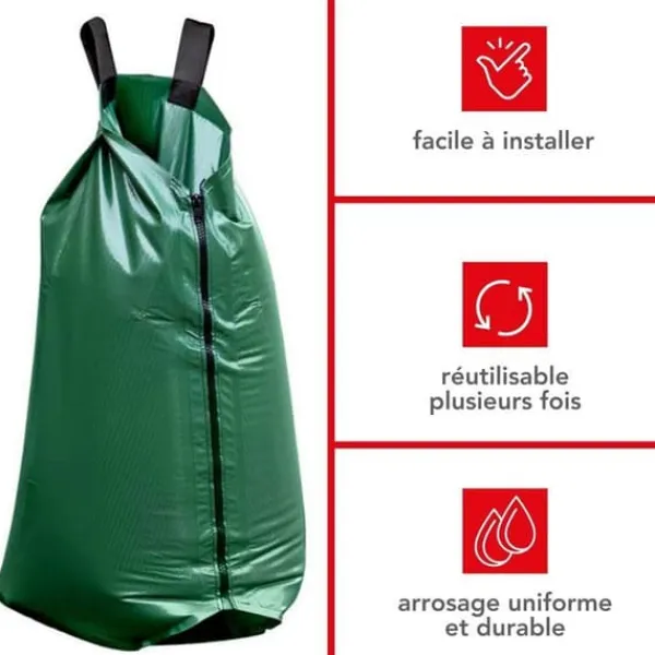 Hot Toolland Vattenpåse för träd 75 L, PVC 420 g/m², med dragkedja och handtag, droppbevattning 7-9 timmar Bevattning