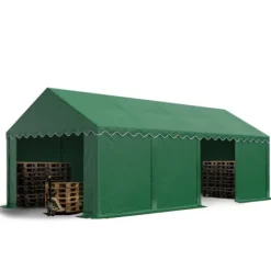 TOOLPORT Lagertält 4x8 m förrådstält PVC 700 N mörkgrön vattentät