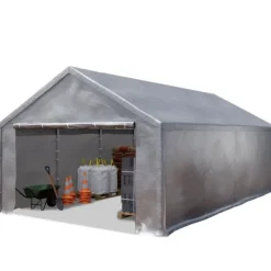 Discount TOOLPORT Lagertält 4x8 m Tälthall Väderskydd Garagetält PE-duk 350 N vattenntät grå Tält & Lusthus