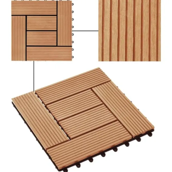Trall 11 st WPC 30x30 cm 1 kvm teakfärg - Trall - Balkongtrall - Home & Living