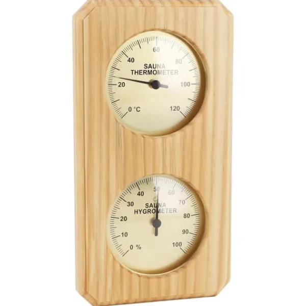 Träbastutermometer Hygrometer Guldpläterad 0 till 120 grader Celsius 0 till 100 fuktighetsbastutermometer för inomhusbruk