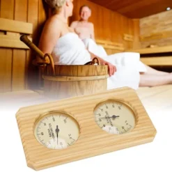 Träbastutermometer Hygrometer Guldpläterad 0 till 120 grader Celsius 0 till 100 fuktighetsbastutermometer för inomhusbruk