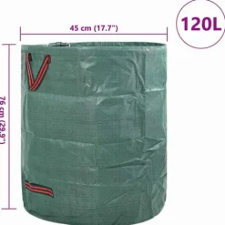 Trädgårdsavfallspåsar med handtag - Fällbara runda 120L | Färg: Grön | Antal: 12 st