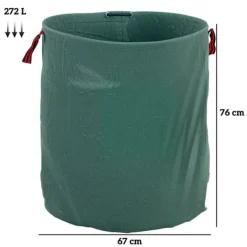Trädgårdsavfallspåse, Kapacitet 272 Liter, Mått Ø67 x 76 cm, Förstärkta Handtag, Rivtålig, Vattenavvisande