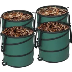 Trädgårdsavfallssäckar 4-pack - Pop-up hopfällbara - 86 l Kapacitet - Extra Kraftiga - Bärhandtag - Dragkedjelock - Ljusgrön