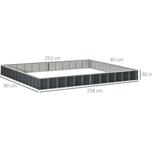 Trädgårdsbädd, Tjockt Färgat Stål, 258L x 90B x 30H cm, 253L x 85B x 30H cm Planteringsområde, Verktygsfri Installation, Höjd Design