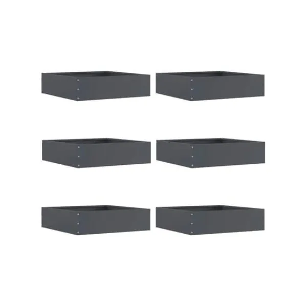 vidaXL Trädgårdsbeklädnad i stål - - Antracit - 50x50x13 cm - Set om 6 stycken - Hållbar - Lätt installation