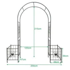 Online Trädgårdsbåge i metall för klätterväxter, hållbar svart båge för rosor och vinrankor, perfekt för bröllop, fest & trädgård 7,15 ft Valvbågar, Spaljéer, Bersåer & Pergolor