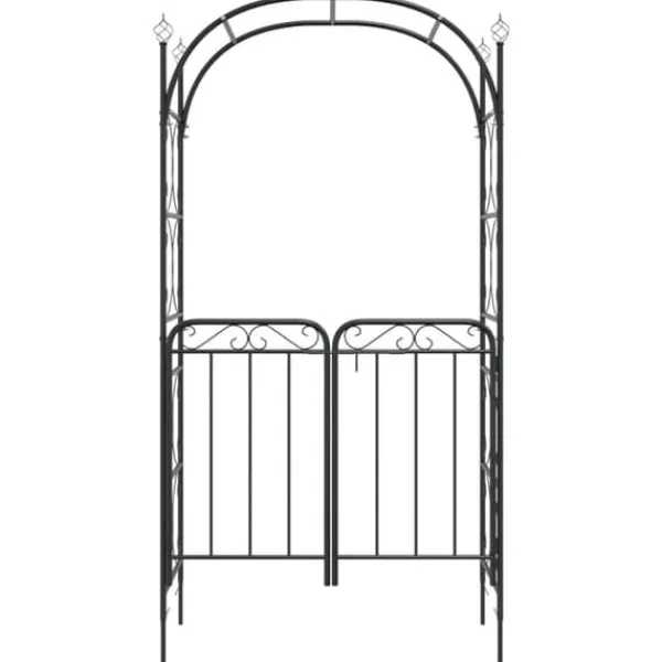 Trädgårdsbåge med grind svart 108x45x235 cm stål - Trädgårdsbåge - Trädgårdsbågar - Home & Living