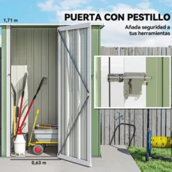 Sale Trädgårdsbod - Redskapsförråd - 236×174×190 cm - Metall - Vattentät - 2 Skjutdörrar - Sluttande Tak - 4 Fönster - Grå Skjul, Garage & Carports