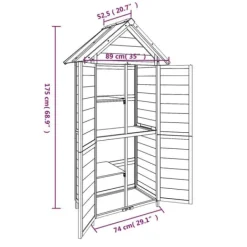 Hot Trädgårdsbod i massiv furu - Förvaringslösning för trädgårdsredskap | Färg: Grå | Storlek: 89x52,5x175 cm Skjul, Garage & Carports