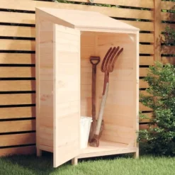Online Trädgårdsbod i massivt granträ för förvaring av trädgårdsredskap | Storlek: 55x52x112 cm Skjul, Garage & Carports