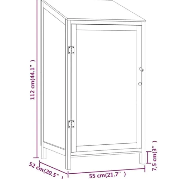 Online Trädgårdsbod i massivt granträ för förvaring av trädgårdsredskap | Storlek: 55x52x112 cm Skjul, Garage & Carports