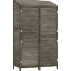 Trädgårdsbod i massivt granträ - Förvaring för redskap och tillbehör | Färg: Antracit | Storlek: 102x52x174,5 cm Skjul, Garage & Carports
