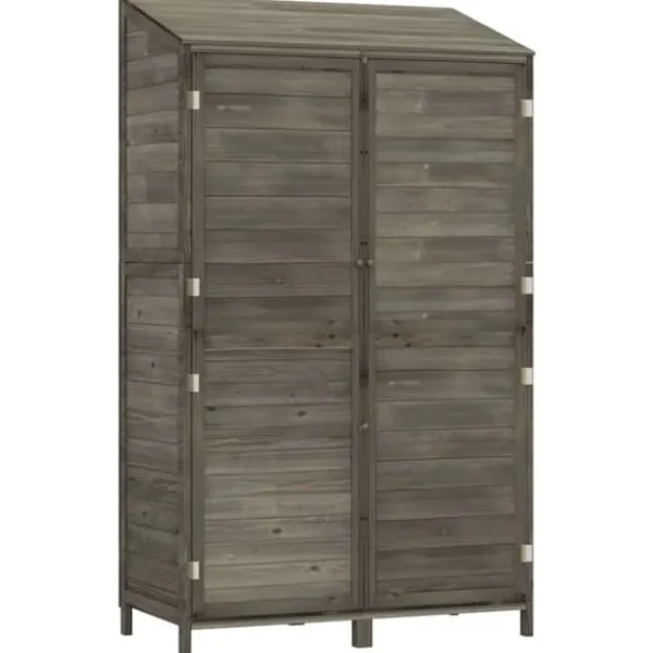 Trädgårdsbod i massivt granträ - Förvaring för redskap och tillbehör | Färg: Antracit | Storlek: 102x52x174,5 cm Skjul, Garage & Carports