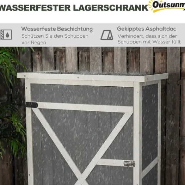 Discount Trädgårdsbod i trä 75×56×115 cm med hyllplan, svart/grå/vit Skjul, Garage & Carports