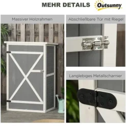 Discount Trädgårdsbod i trä 75×56×115 cm med hyllplan, svart/grå/vit Skjul, Garage & Carports