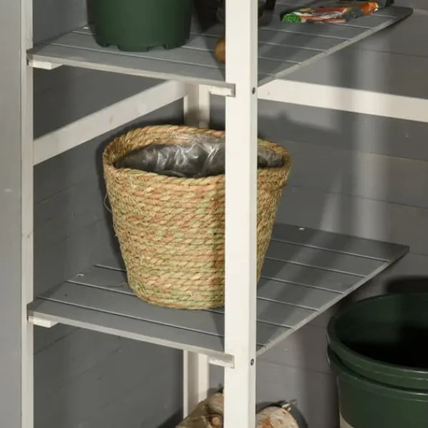 Discount Trädgårdsbod i trä 75×56×115 cm med hyllplan, svart/grå/vit Skjul, Garage & Carports
