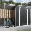 Online Trädgårdsbod med förlängt tak i stål - Förvaring för verktyg och möbler | Färg: Antracit | Storlek: 277x107x181 cm Skjul, Garage & Carports