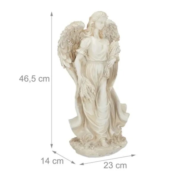 Online Trädgårdsfigur, Stående Ängel, 46.5x23x14 cm, Vit Trädgårdsprydnader