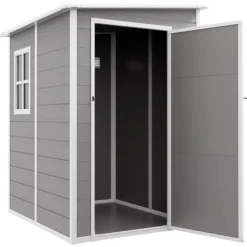Discount Trädgårdsförråd, 122x149x192/177 cm, Grå Skjul, Garage & Carports
