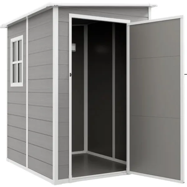 Discount Trädgårdsförråd, 122x149x192/177 cm, Grå Skjul, Garage & Carports